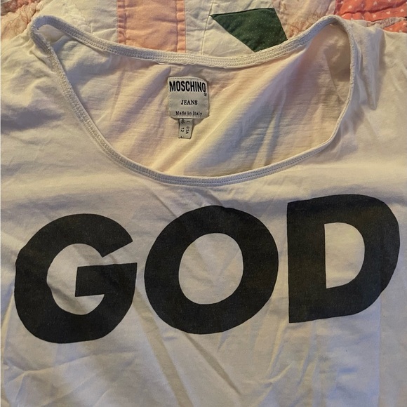 Moschino White T-Shirt with Bold 'GOD' Print - Picture 2 of 5